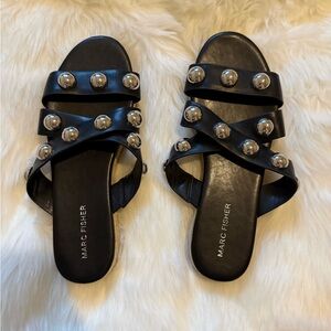 Marc Fisher Black Sandals with Silver Studs